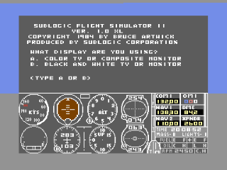 Flight Simulator II title screen for Commodore 64